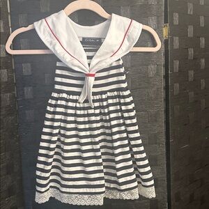 Cro Nautica Navy and White Striped Kids sailor Dress 3T